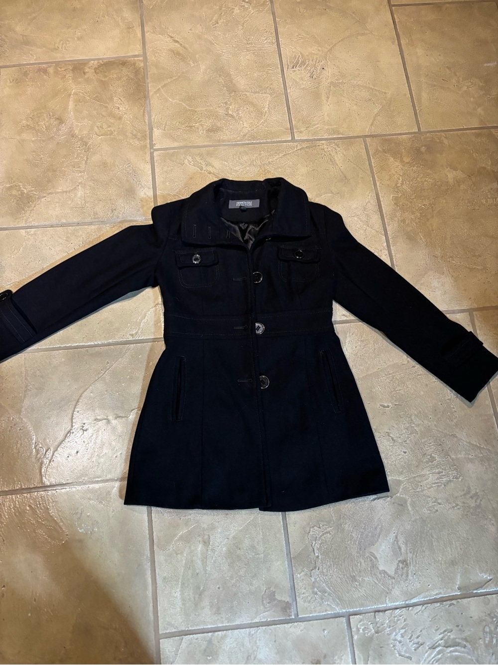 Kenneth Cole Women’s Black Wool-Blend Coat